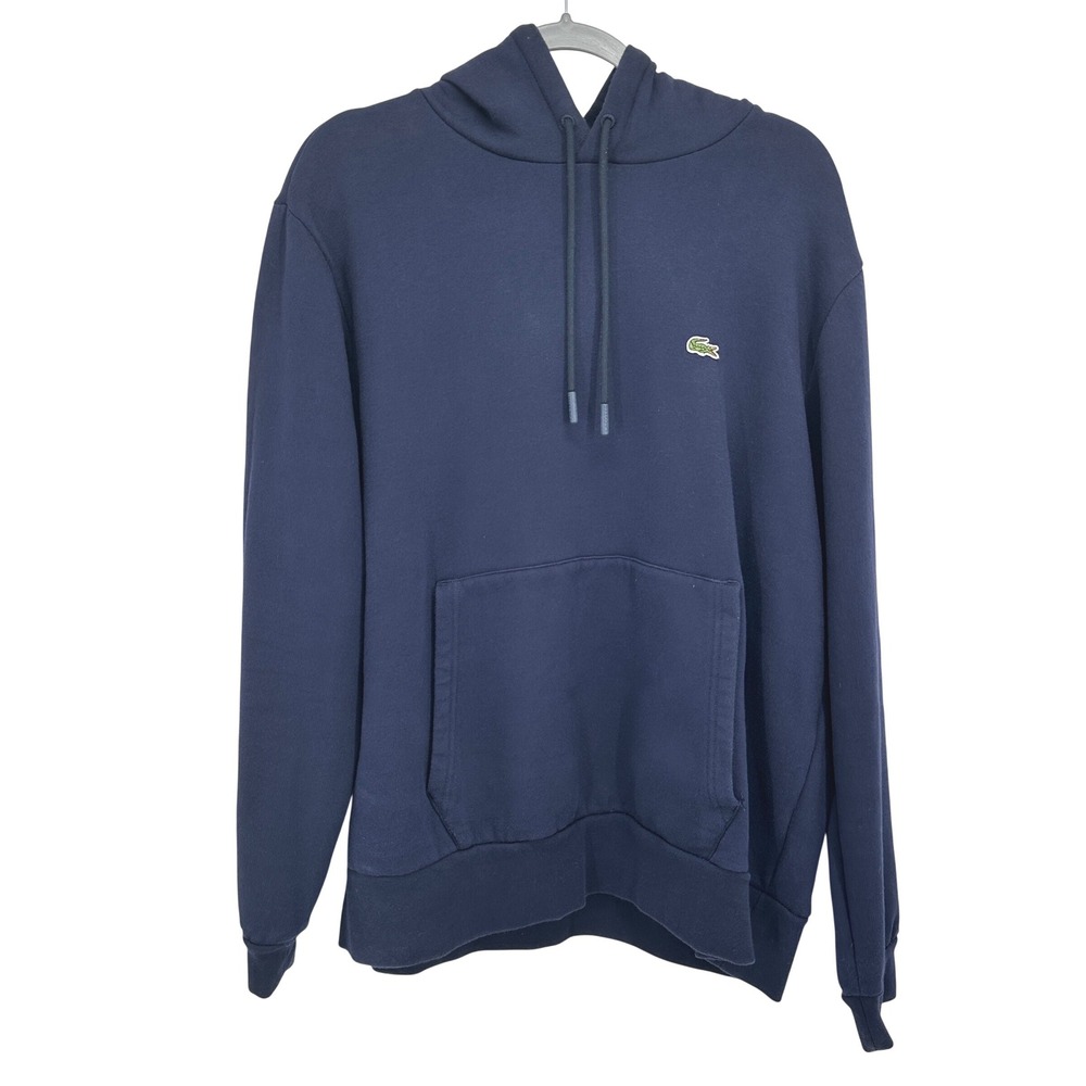 Lacoste Mens Classic Fit Hoodie Navy Blue Fleece Sweatshirt Size XXL Logo